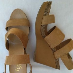 Franco Sarto Nubuck Strap Platform Wedge Sandals